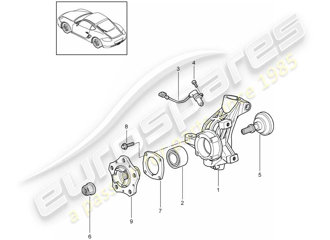 porsche 2011 (987 cayman) portaruota diagramma delle parti