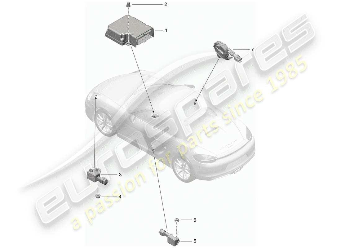 porsche 2014 (981 boxster) modulo di controllo elettronico diagramma delle parti