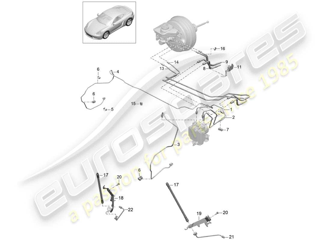 porsche 2019 (718 cayman) diagramma delle parti linea freno