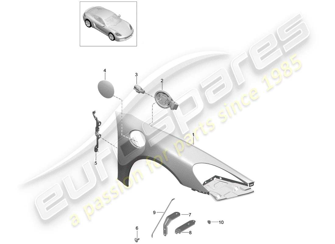porsche 2017 (718 cayman) parafango diagramma delle parti