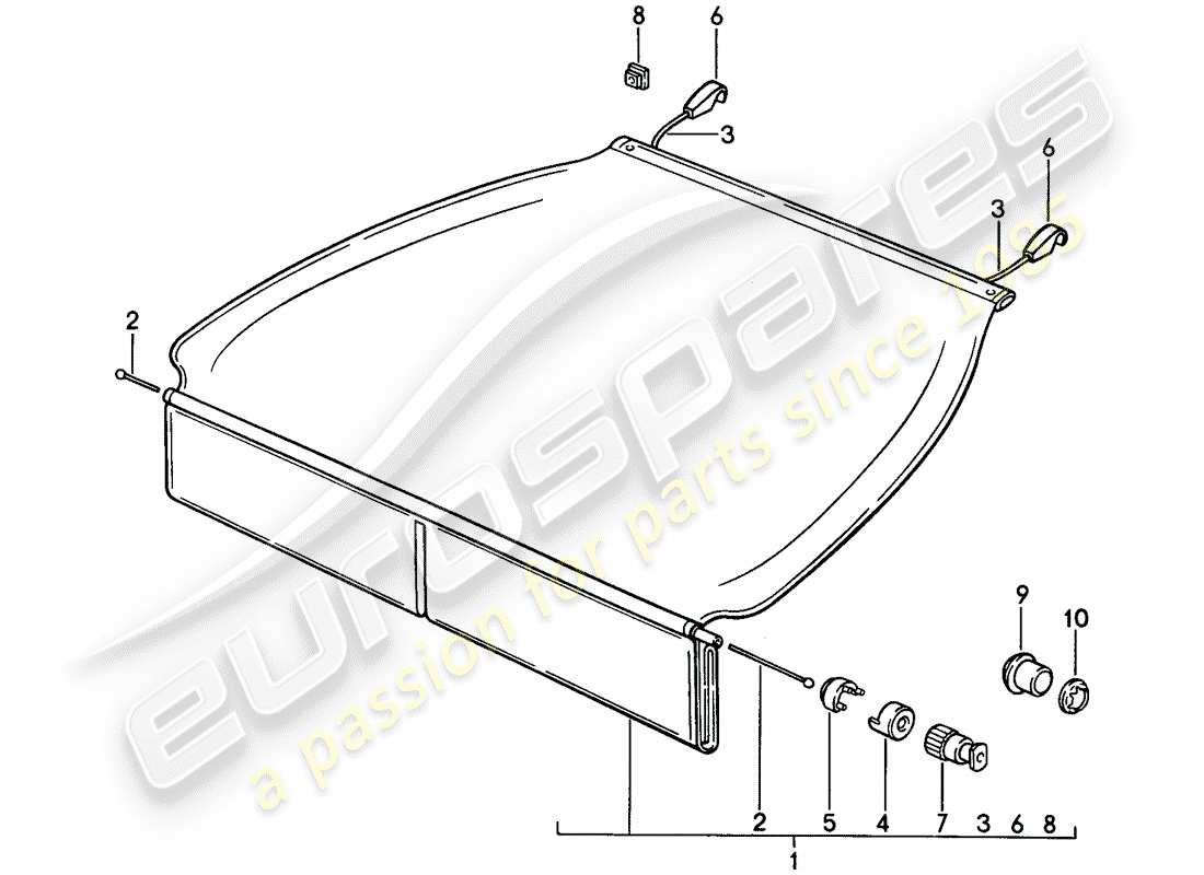 porsche 1995 (968) copertura del vano bagagli diagramma delle parti