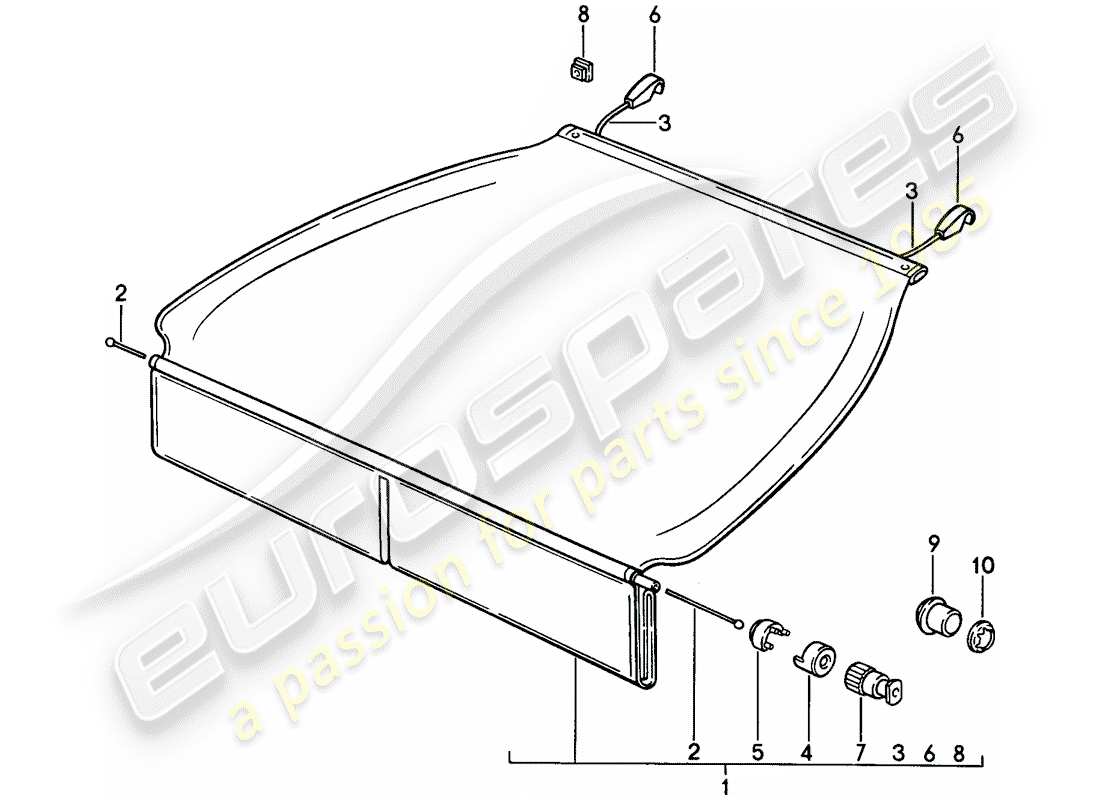 porsche 968 (1995) copertura vano bagagli schema delle parti