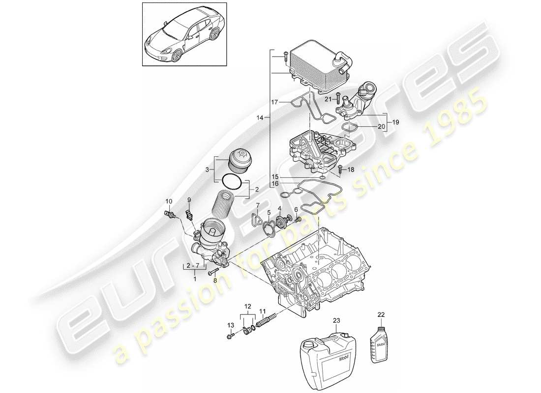 porsche 2011 (panamera 970) schema delle parti filtro olio