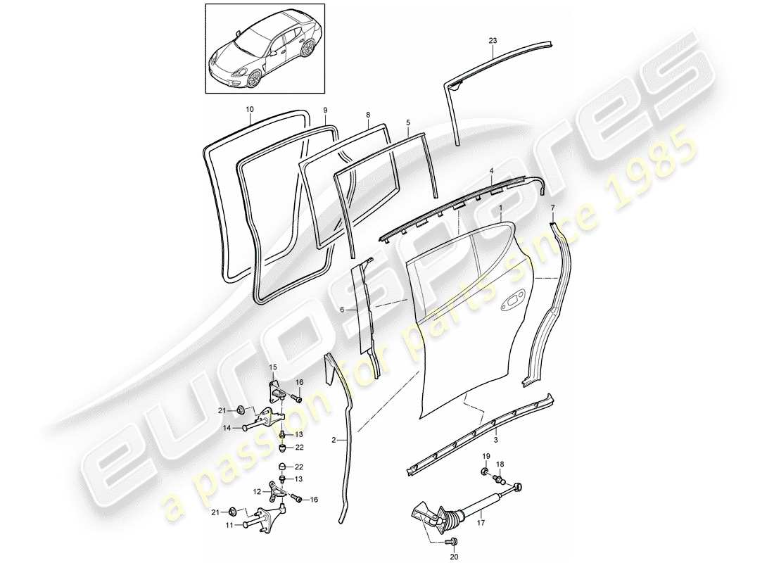 porsche 2011 (panamera 970) schema delle parti guscio della portiera