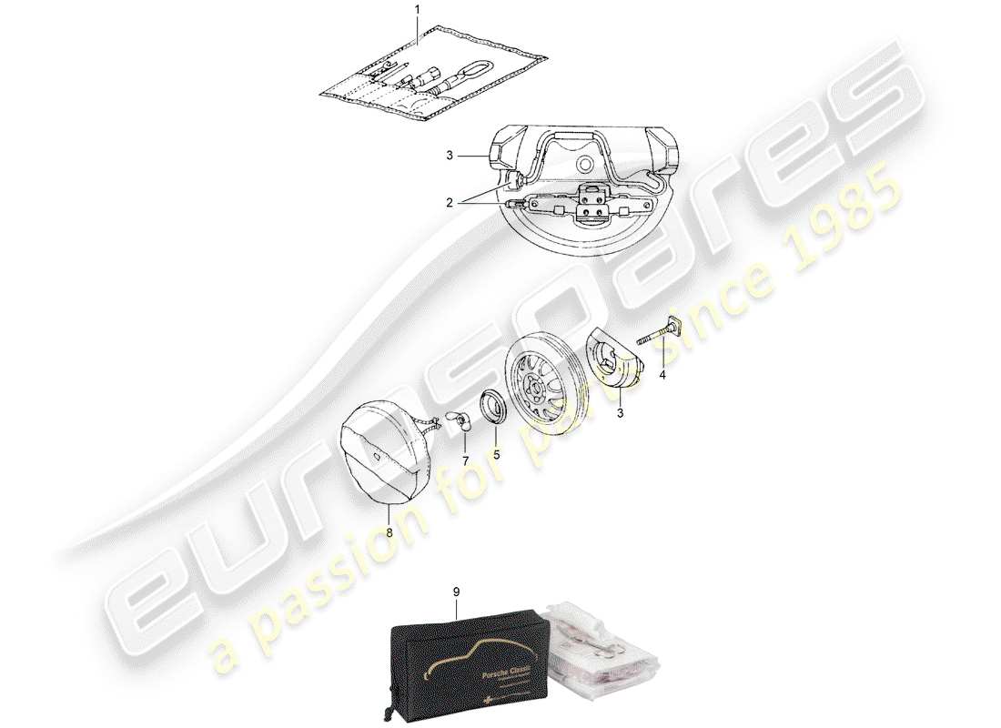porsche 1999 (996) strumento - martinetto diagramma delle parti