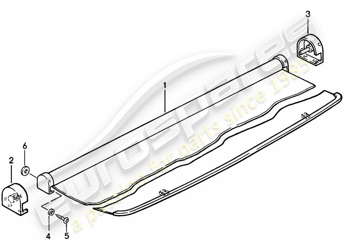 porsche 1983 (944) copertura del vano bagagli diagramma delle parti
