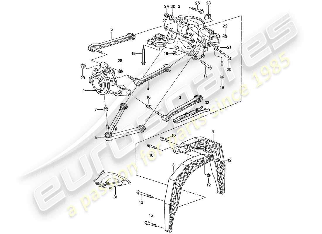 porsche 1994 (993) asse posteriore diagramma delle parti