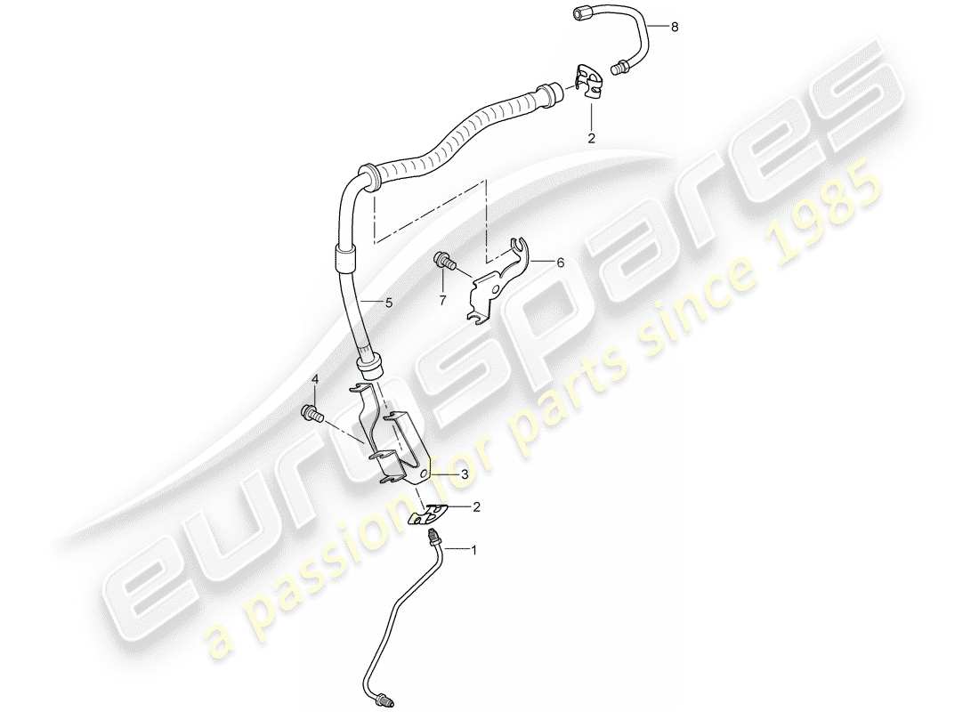 porsche 2007 (cayenne e1 9pa) linee dei freni diagramma delle parti