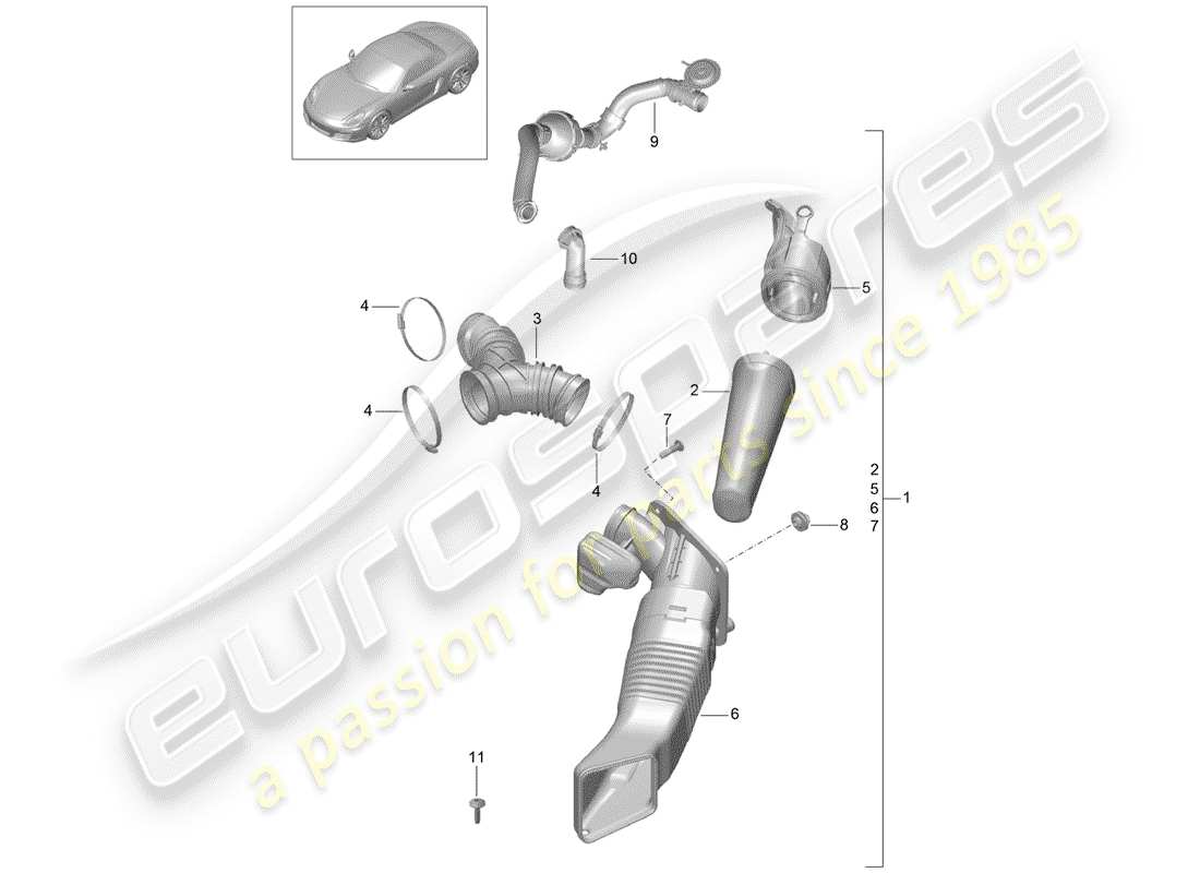 porsche 2012 (981 boxster) filtro dell'aria diagramma delle parti