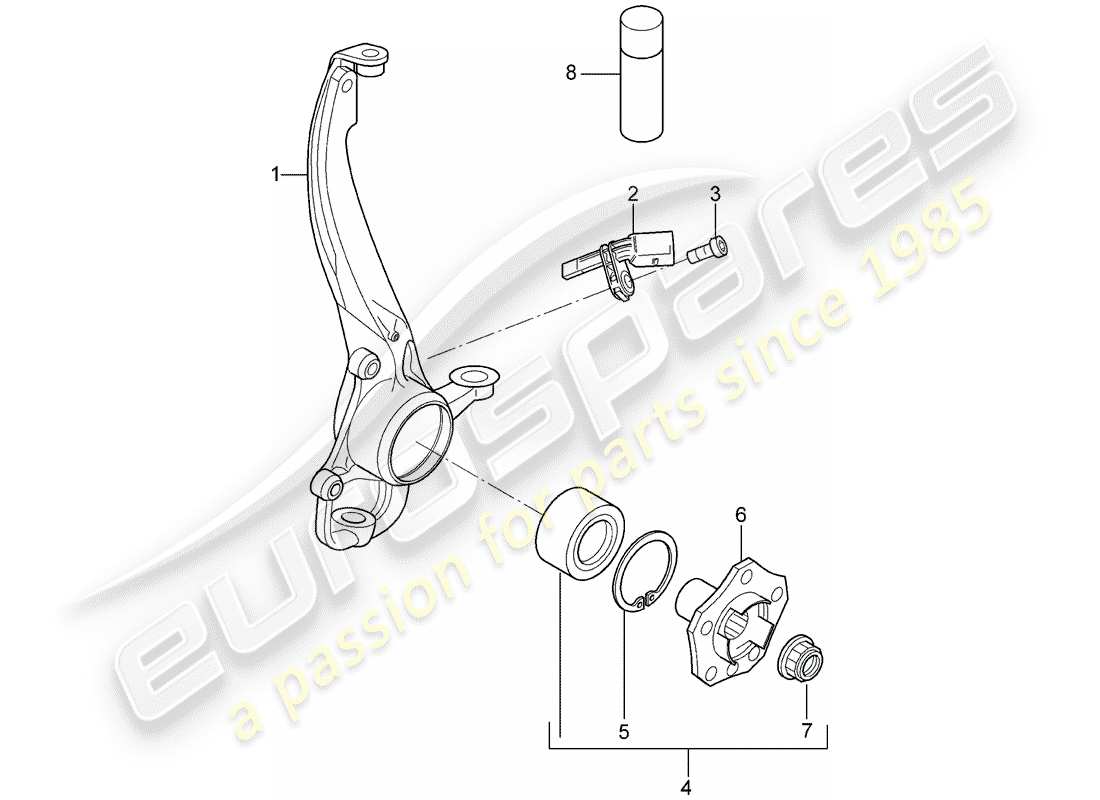 porsche 2008 (cayenne e1 9pa) cuscinetto del perno diagramma delle parti