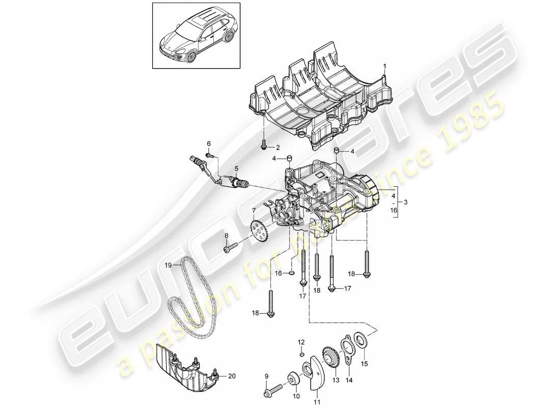 porsche 2017 (cayenne e2 92a) piastra deflettore olio schema delle parti