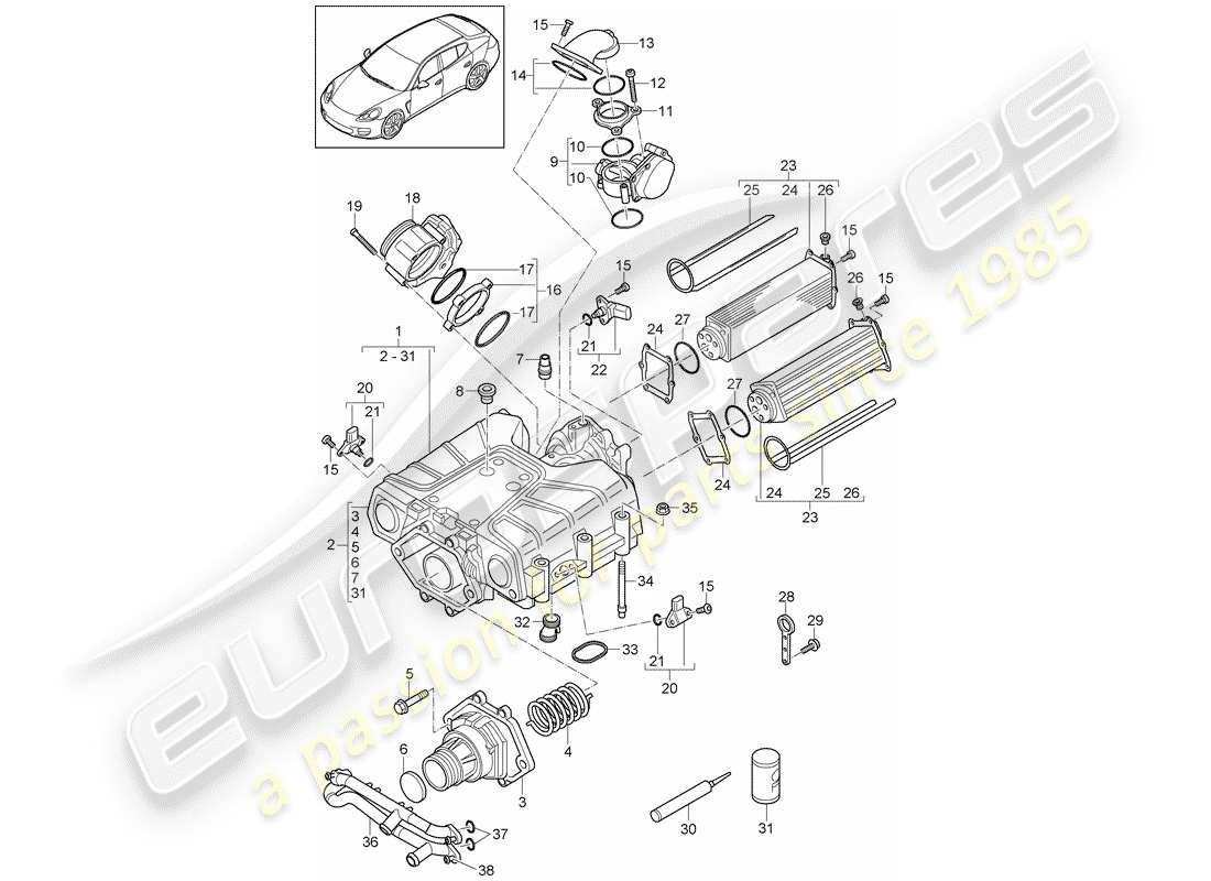 porsche 2015 (panamera 970) compressore diagramma delle parti