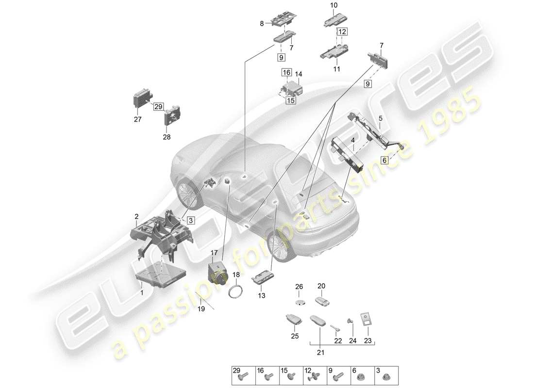 porsche 2019 (macan) unità di controllo diagramma delle parti