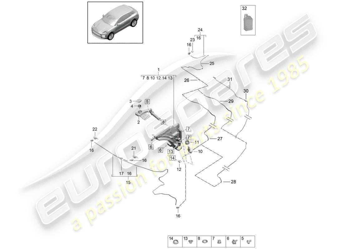 porsche 2019 (macan) gruppo rondella diagramma delle parti