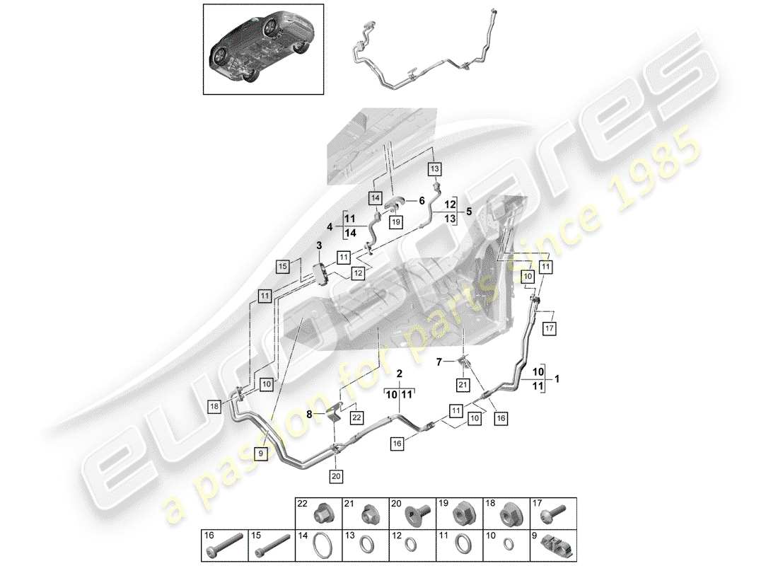 porsche 2020 (cayenne e3 9ya/9yb) schema delle parti del condizionatore d'aria