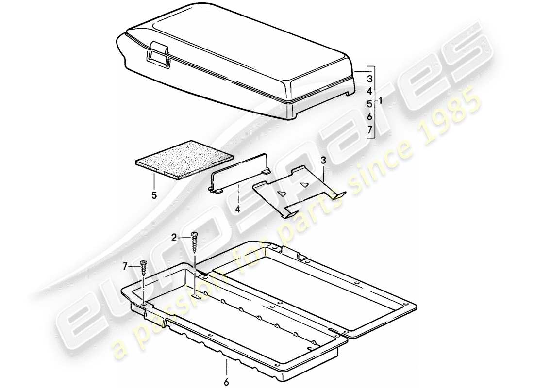 porsche 1982 (944) supporto cassetta diagramma delle parti