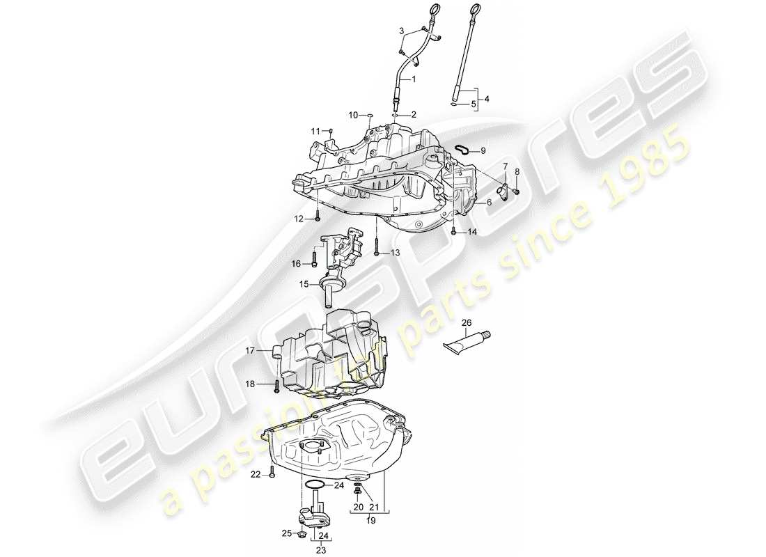 porsche 2008 (cayenne e1 9pa) astina di livello olio diagramma delle parti