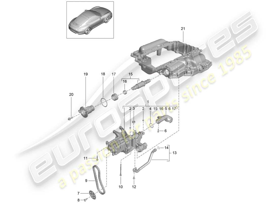 porsche 2013 (991-1) pompa dell'olio diagramma delle parti