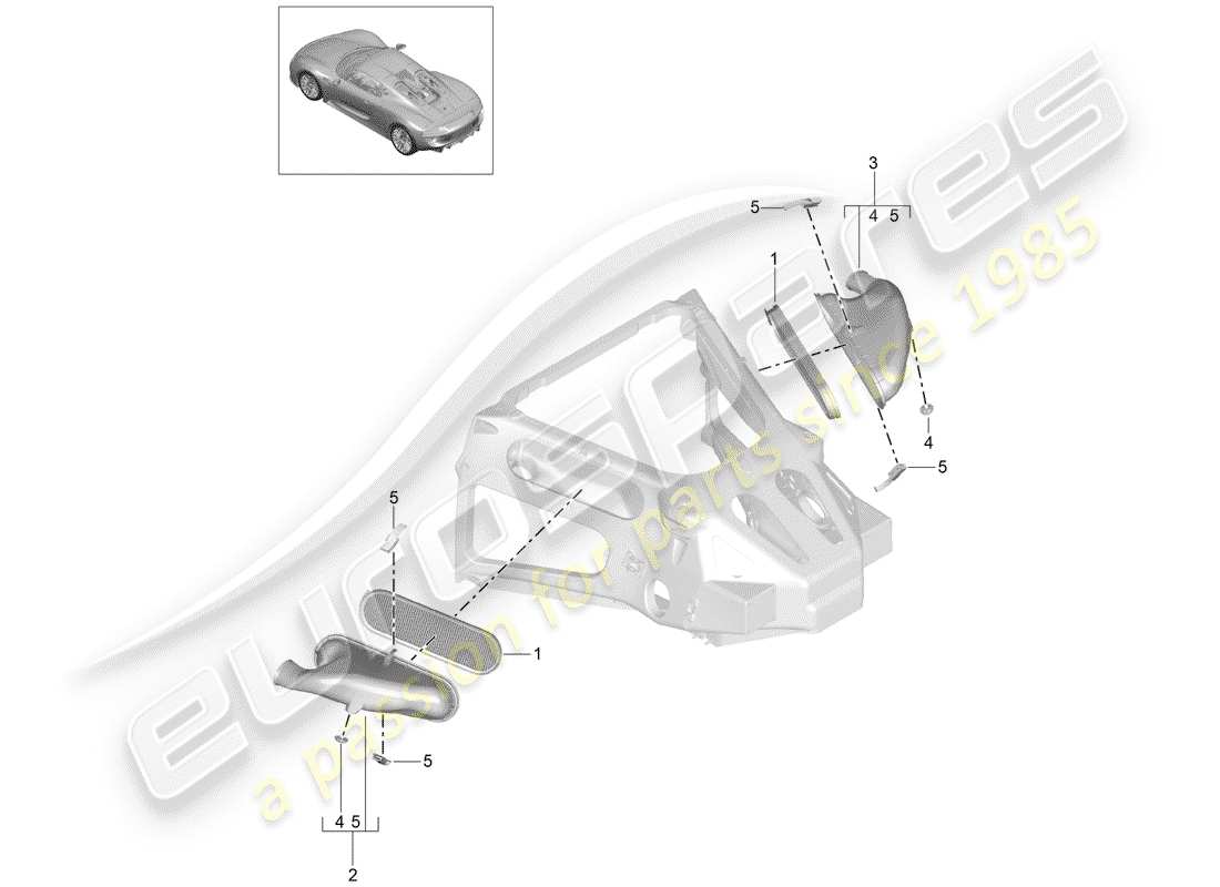 porsche 918 spyder (2015) schema delle parti del sistema filtro dell'aria
