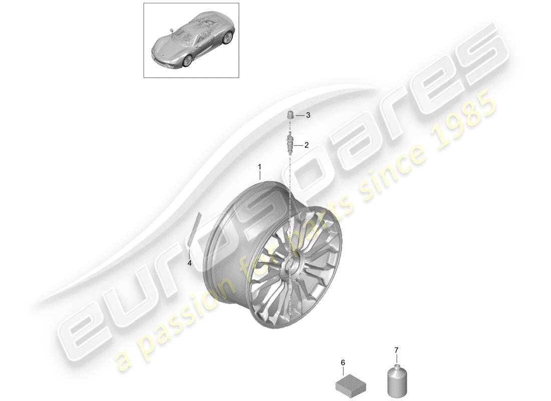 porsche 2015 (918 spyder) ruote diagramma delle parti