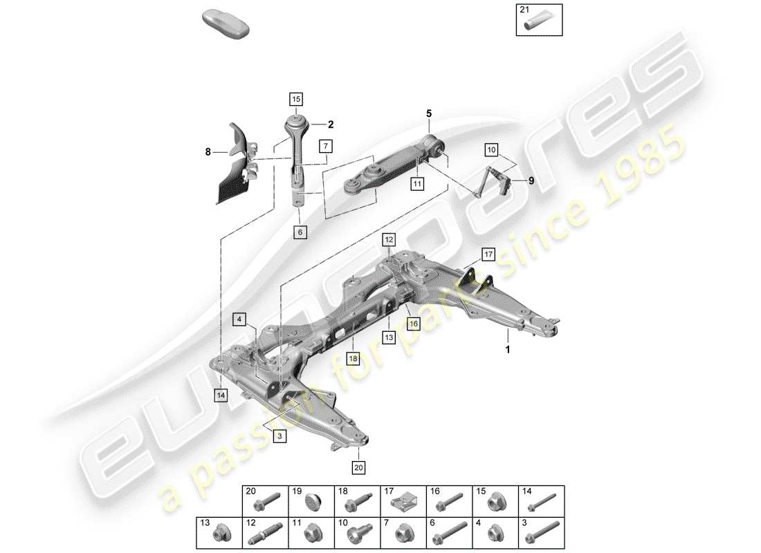 porsche 2019 (718 boxster spyder) membro trasversale diagramma delle parti
