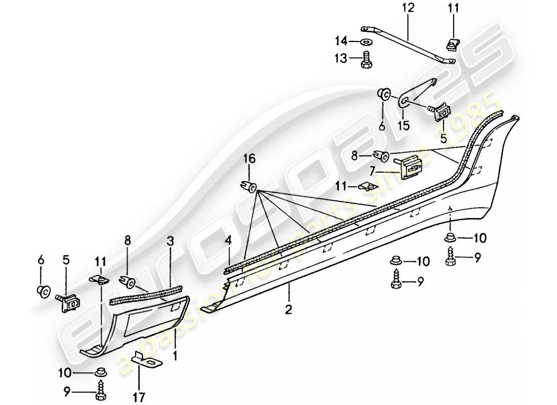 porsche 1994 (968) rivestimento lato lato diagramma delle parti