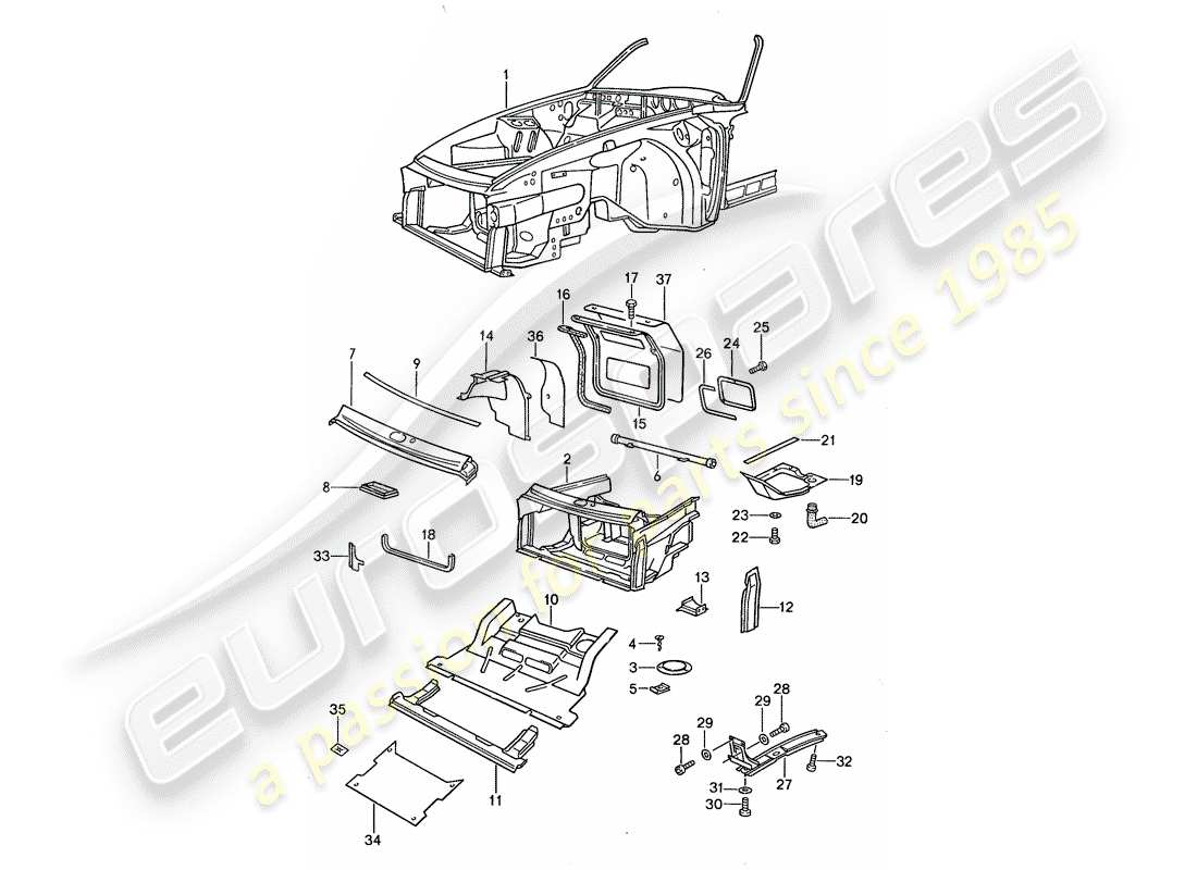 porsche 1987 (959) diagramma delle parti del telaio