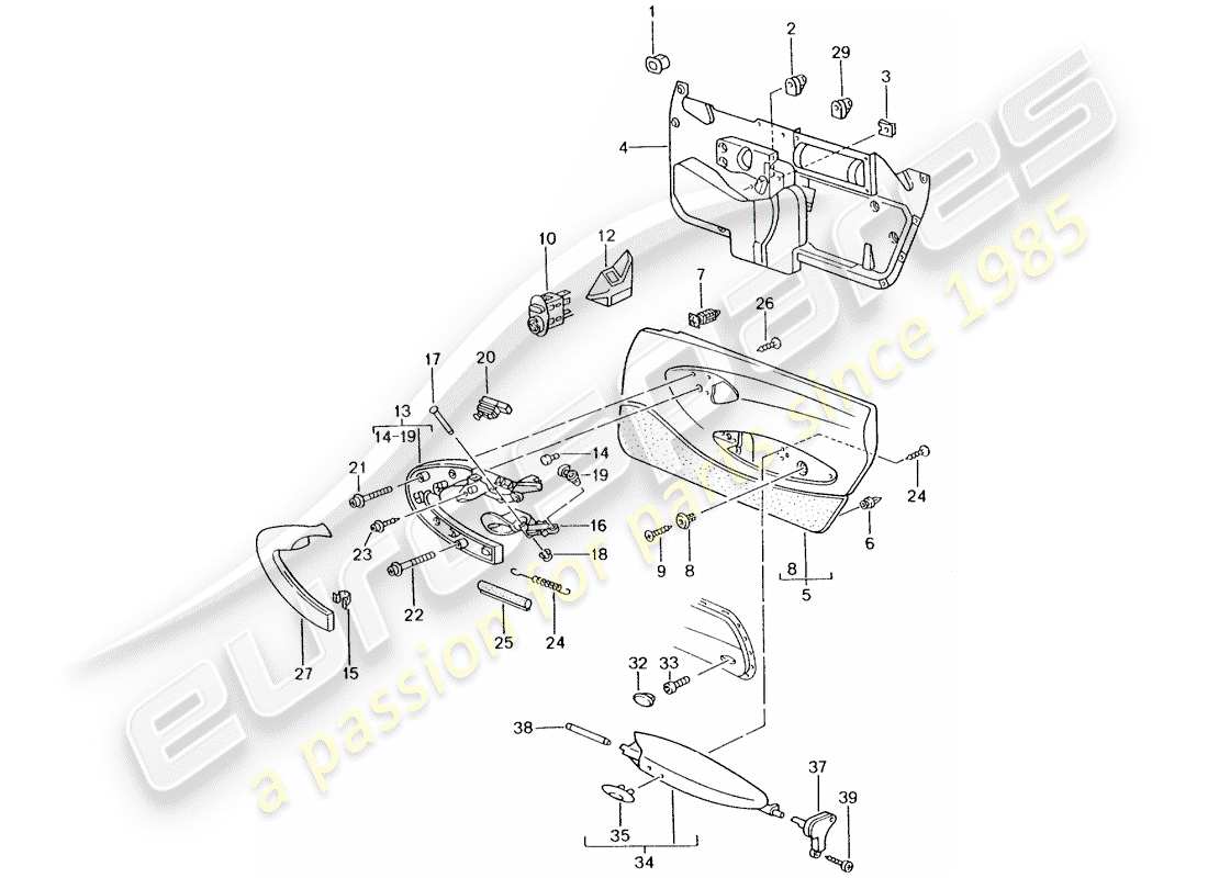 porsche 2000 (996) pannello porta - accessori diagramma delle parti