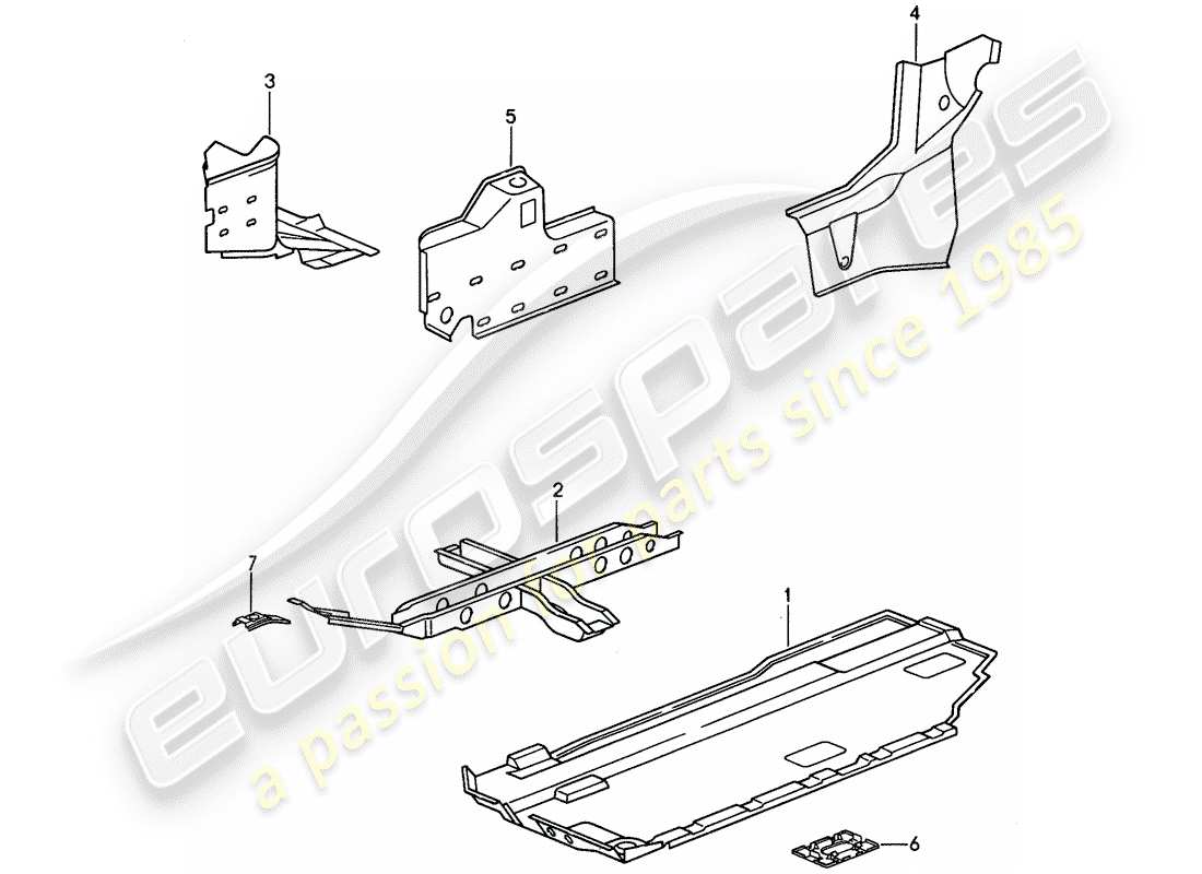 porsche 1994 (968) pianale - rinforzo diagramma delle parti