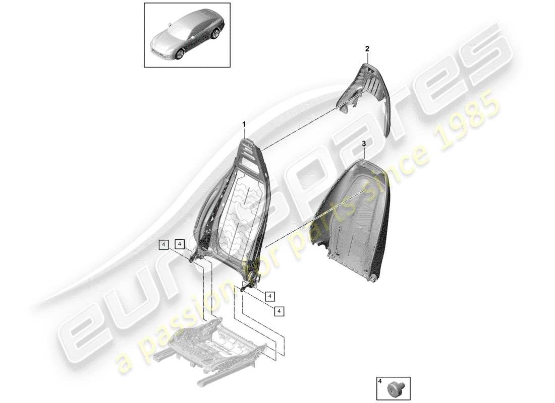 porsche 2019 (panamera 971-1) schienale diagramma delle parti