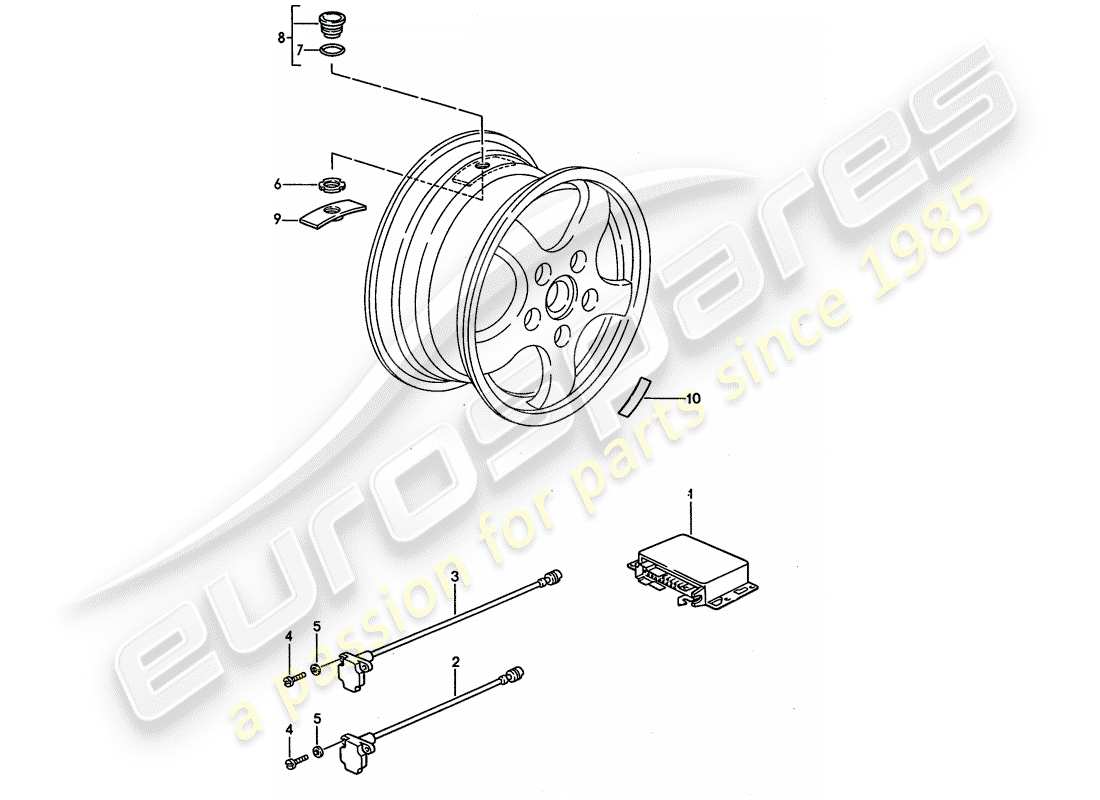 porsche 1994 (928) sistema di controllo pressione pneumatici - d >> - mj 1993 schema delle parti