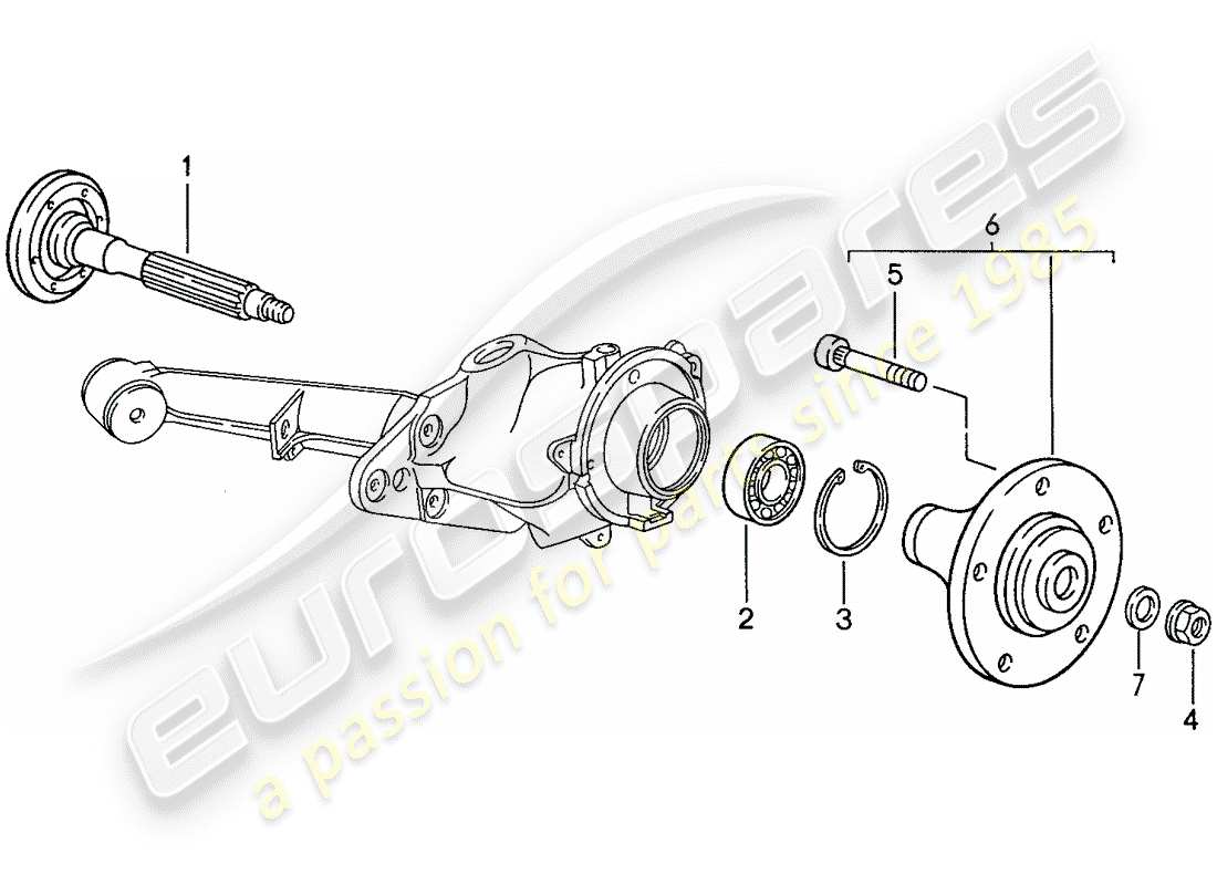 porsche 1990 (944) albero ruota posteriore - lubrificanti diagramma delle parti