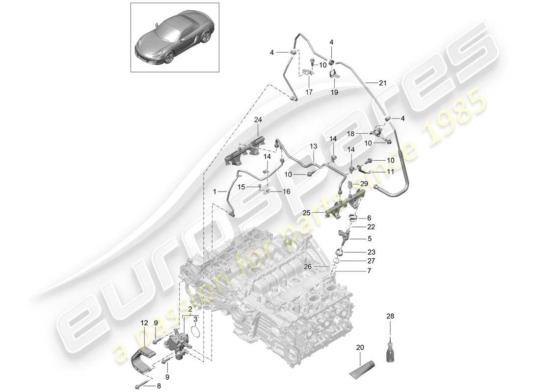 porsche 2013 (981 boxster) tubo di raccolta carburante diagramma delle parti
