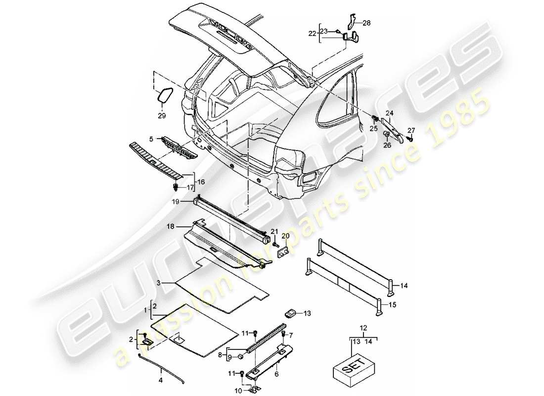 porsche 2007 (cayenne e1 9pa) finiture diagramma delle parti