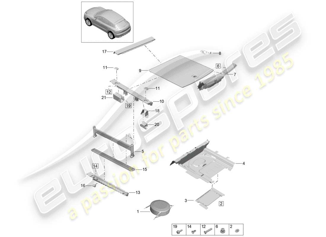 porsche 2019 (macan) liner diagramma delle parti