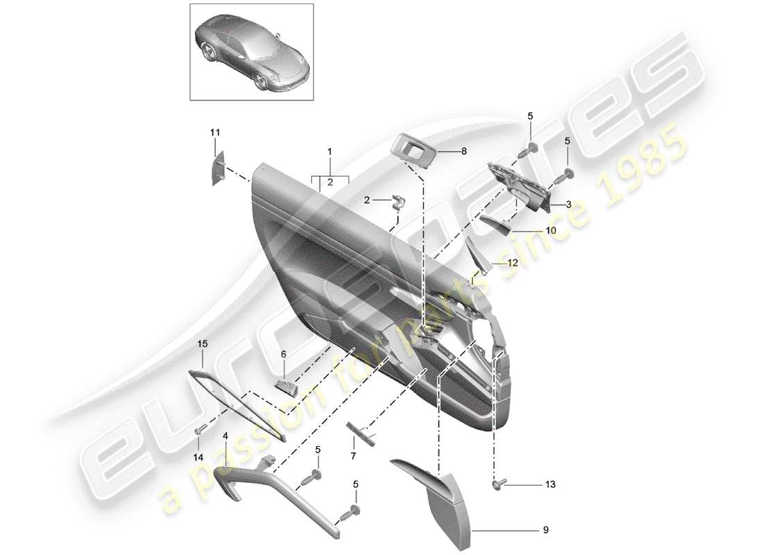 porsche 2015 (991-1) pannello della porta diagramma delle parti