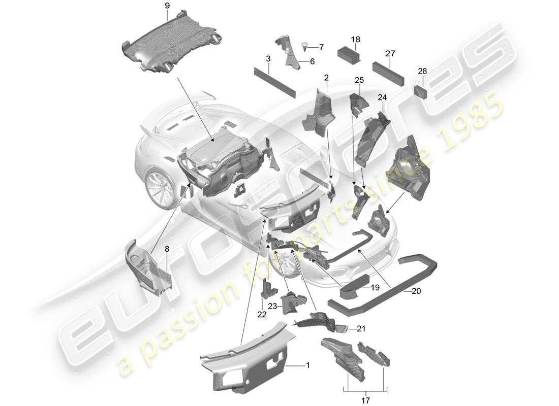 porsche 2016 (981 boxster spyder) schema delle parti della carrozzeria