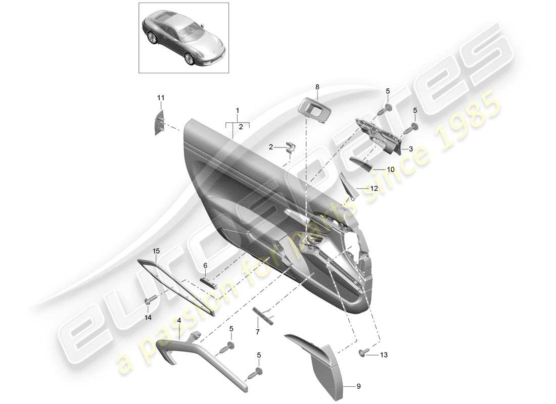 porsche 2014 (991-1) pannello della porta diagramma delle parti