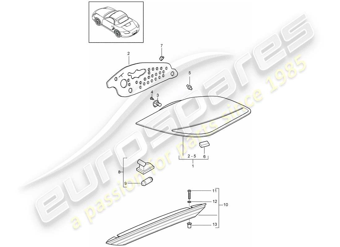porsche 2009 (987 boxster) schema delle parti luce posteriore