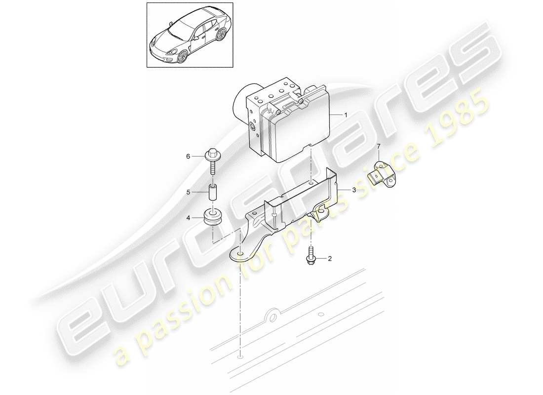 porsche panamera 970 (2016) schema delle parti dell'unità idraulica