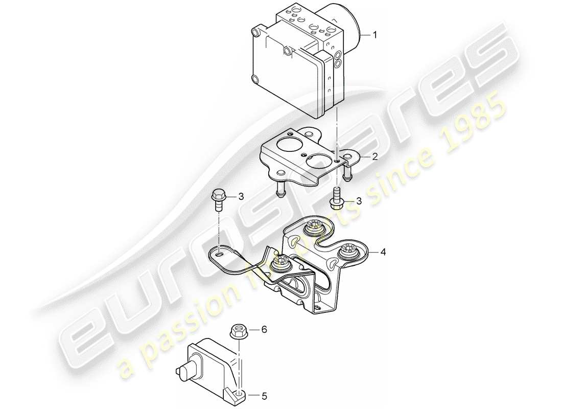 porsche 2008 (cayenne e1 9pa) unità idraulica diagramma delle parti