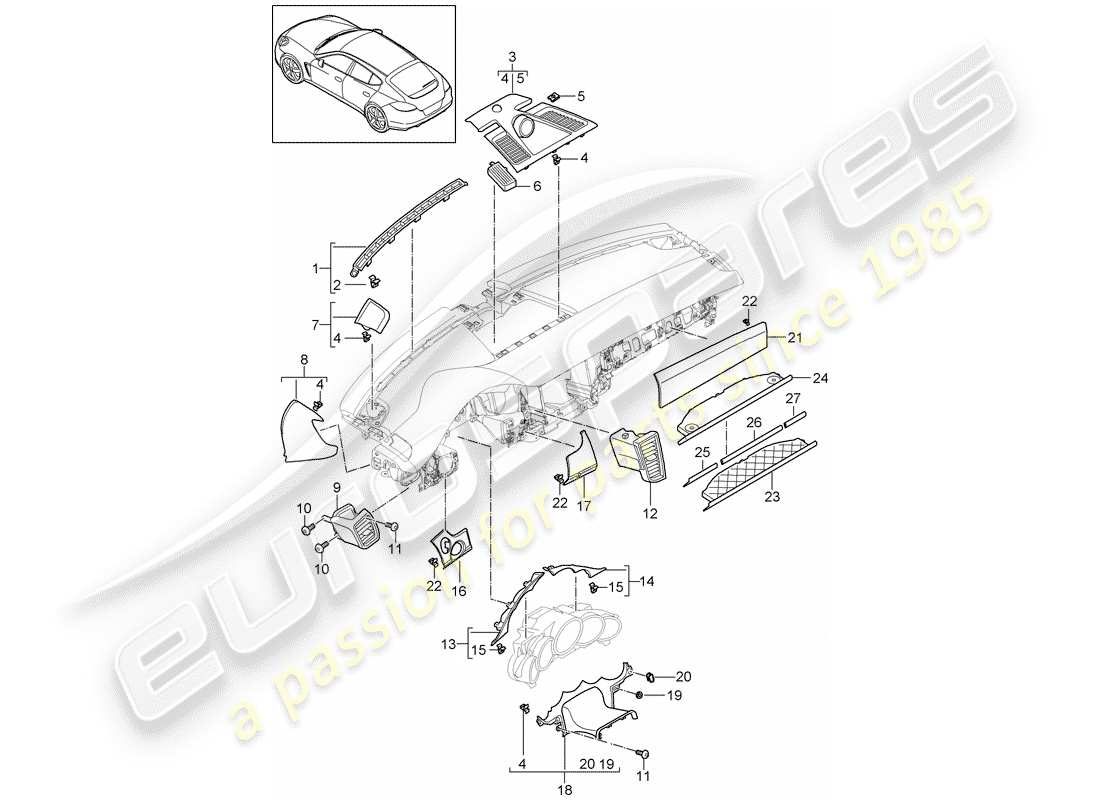 porsche 2011 (panamera 970) accessori schema delle parti