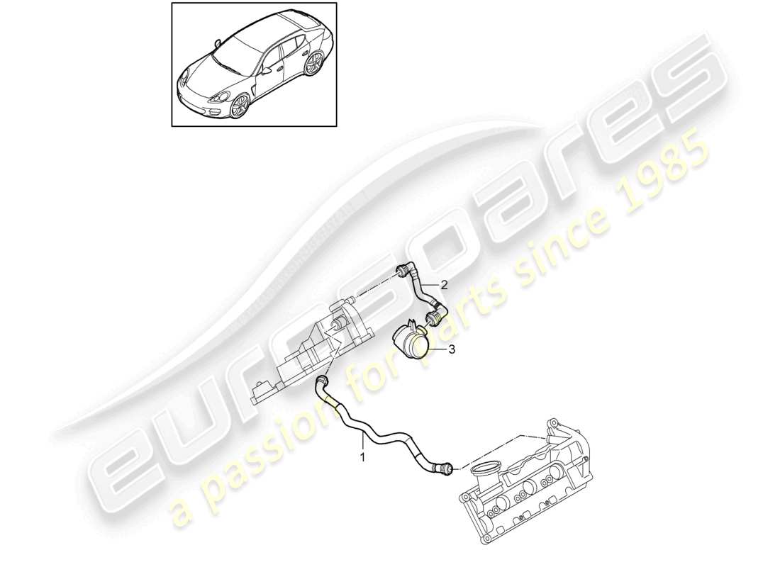 porsche 2010 (cayenne e1 9pa) tubo di sfiato alloggiamento del carter motore diagramma delle parti
