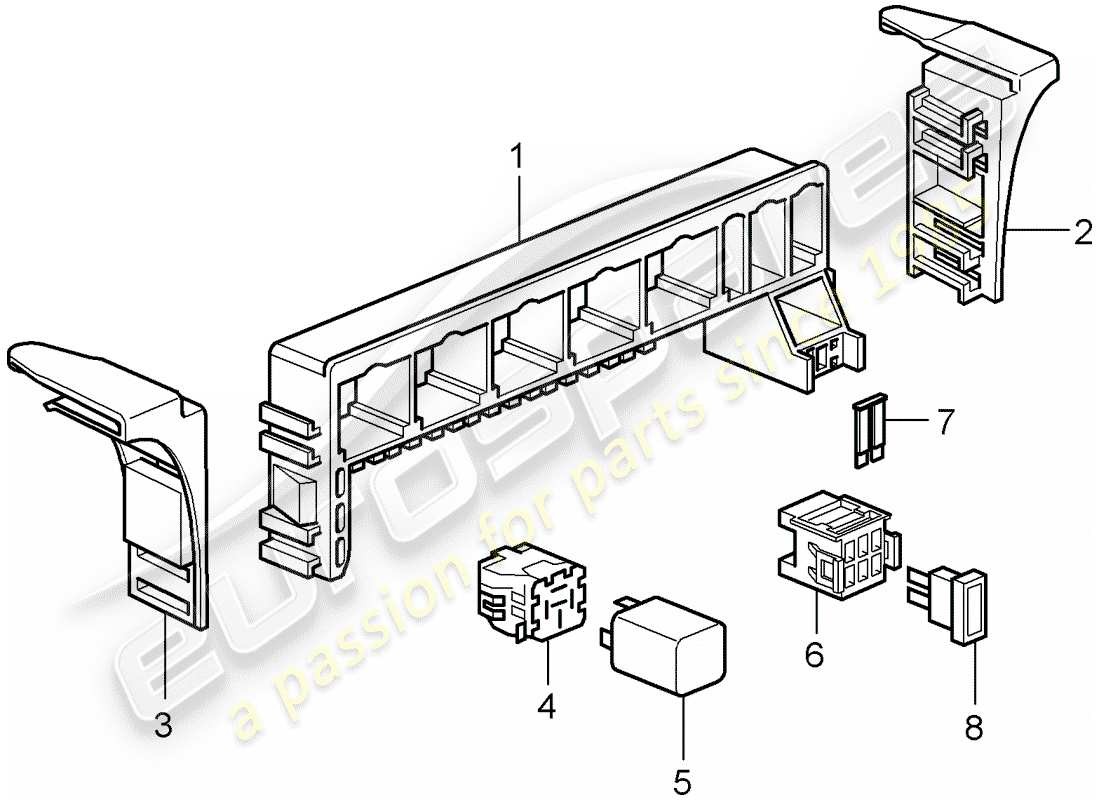 porsche cayman 987 (2008) scatola fusibili/piastra rele' schema delle parti