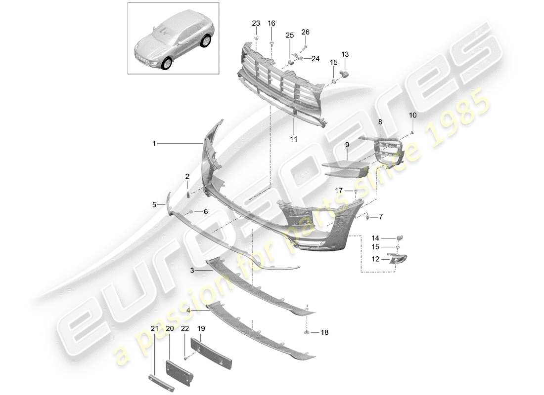 porsche 2018 (macan) paraurti diagramma delle parti