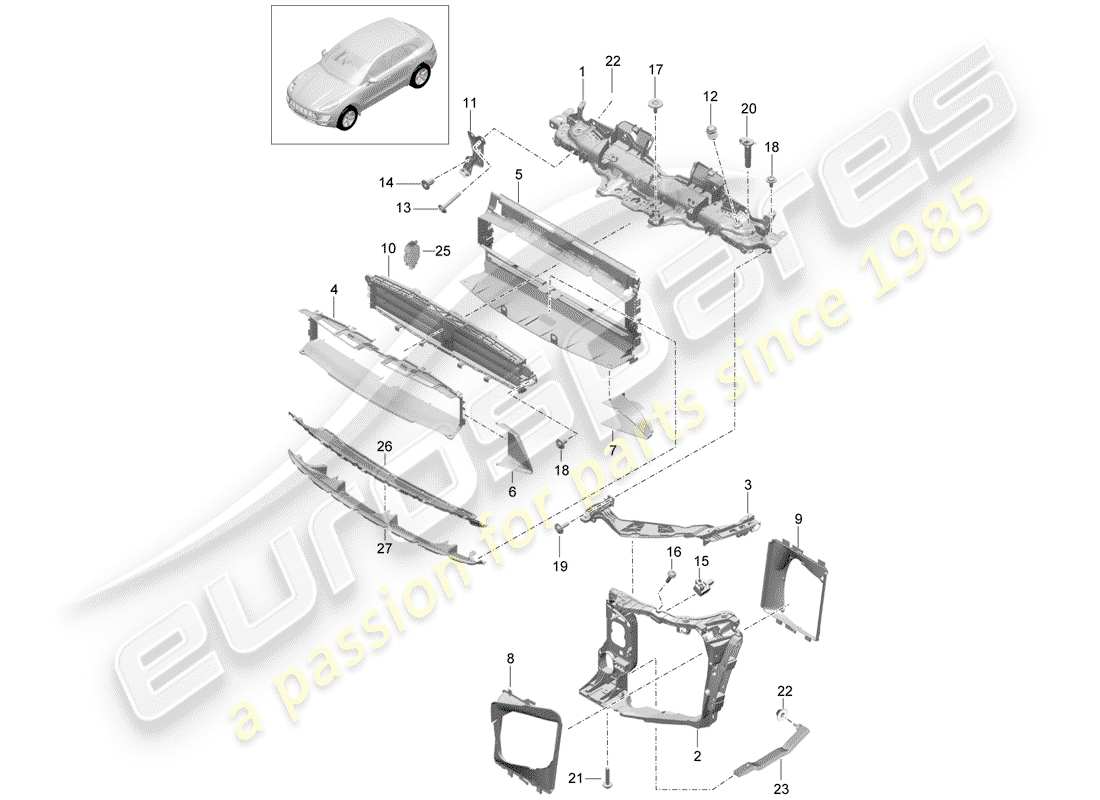 porsche 2018 (macan) staffa schema delle parti