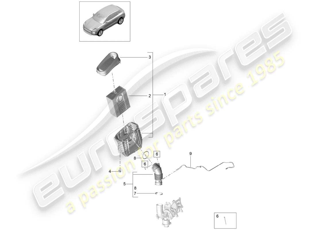 porsche 2020 (macan) diagramma delle parti filtro aria