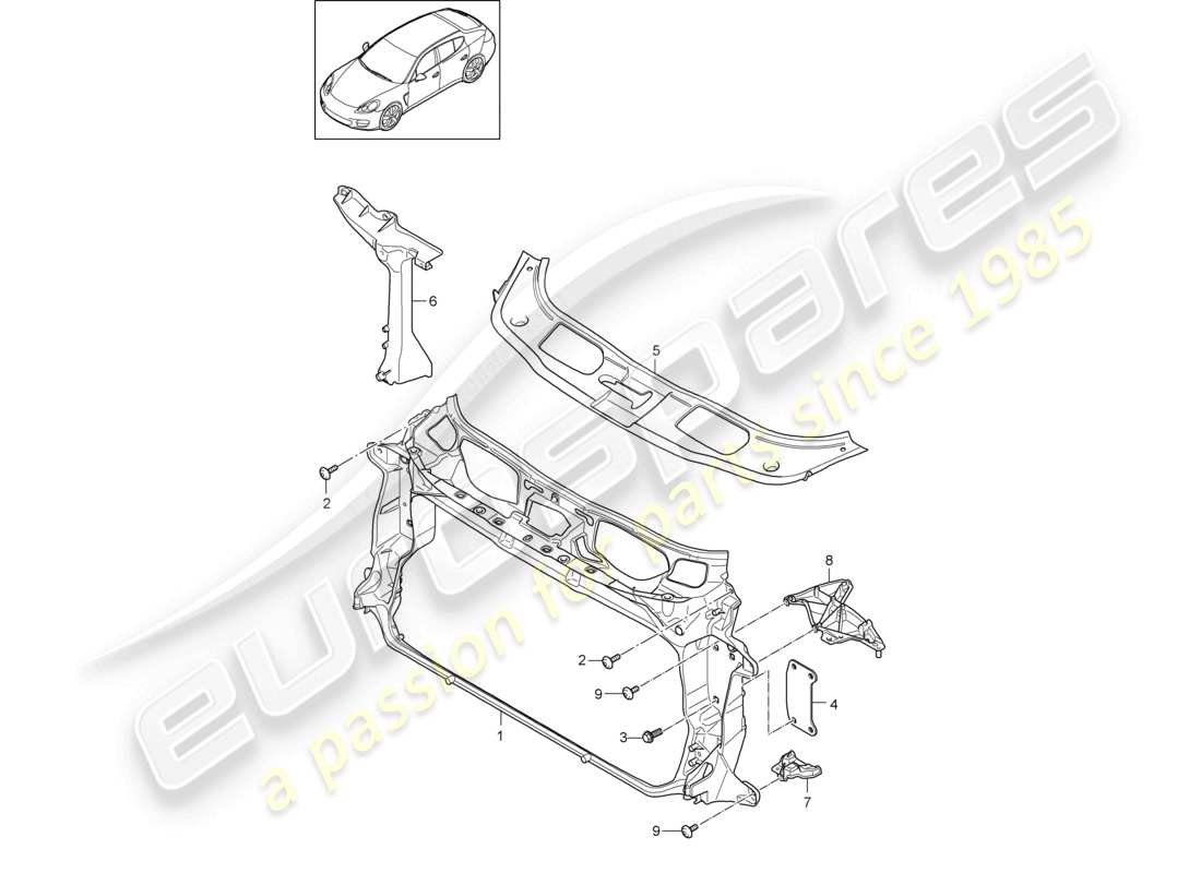 porsche 2010 (cayenne e1 9pa) refrigeratore portante per refrigerante diagramma delle parti