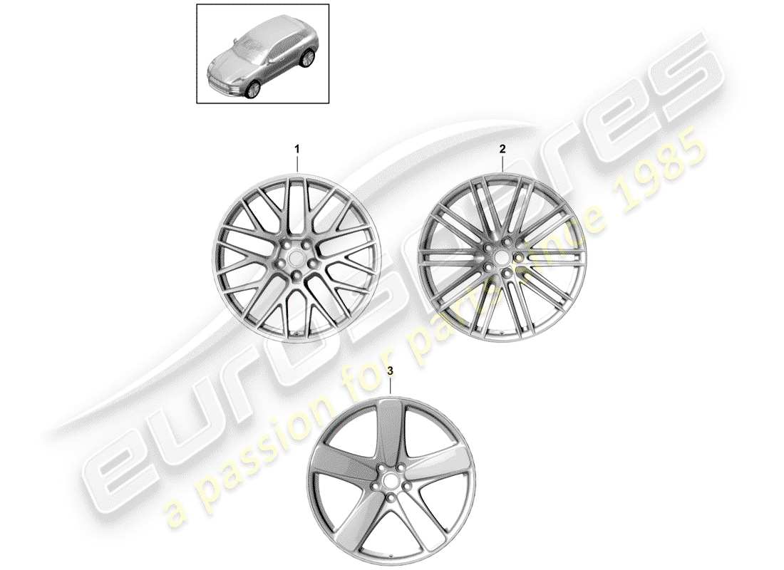 porsche 2019 (macan) cerchio in lega diagramma delle parti