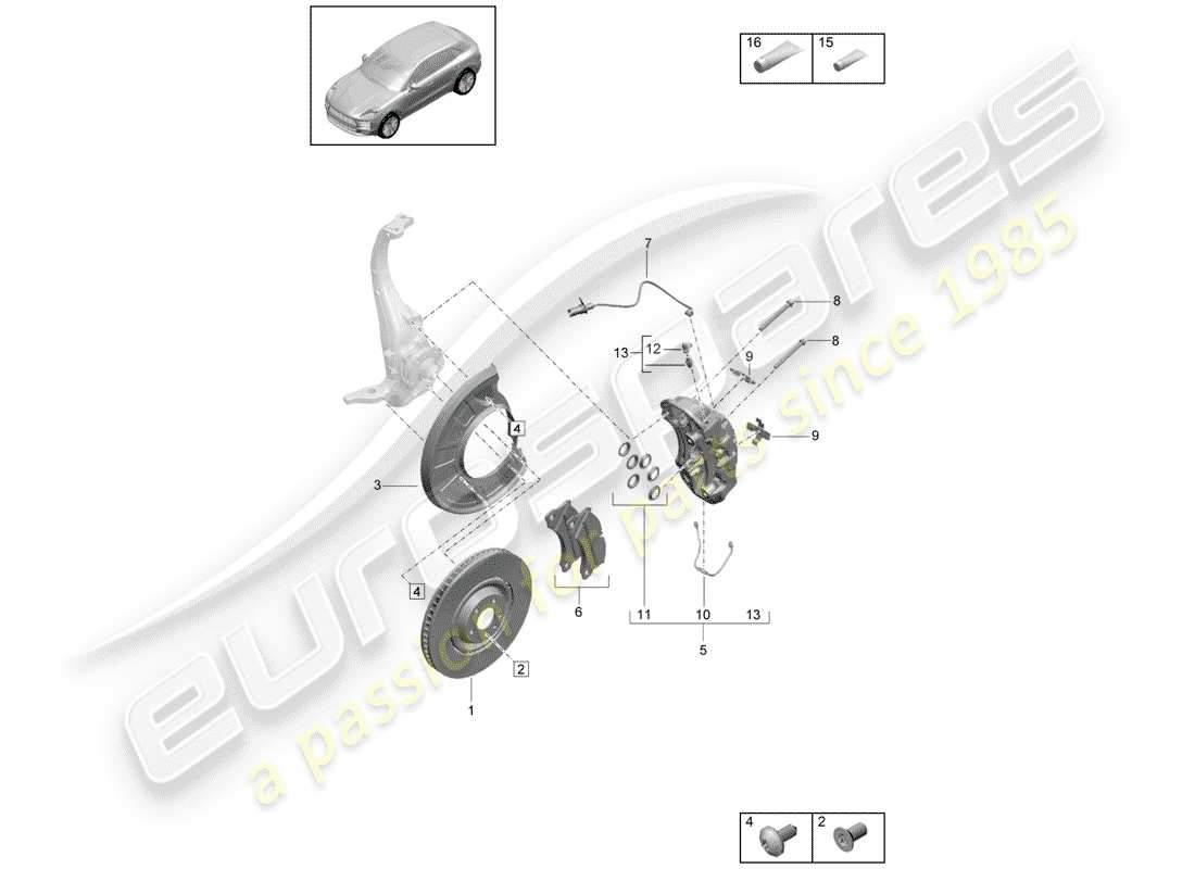 porsche 2019 (macan) freni a disco diagramma delle parti